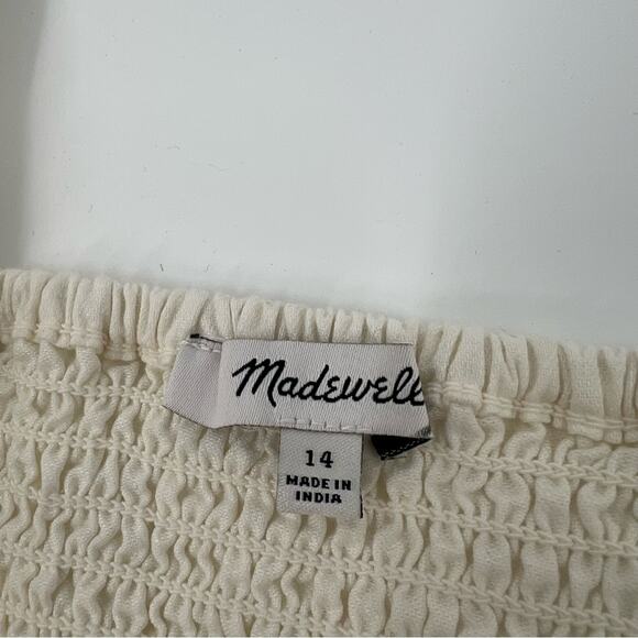 Madewell Cream White Puff Sleeve Mini Dress Linen and Cotton Blend Summer - Picture 5 of 8